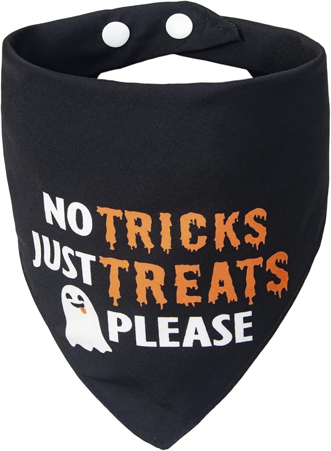 Halloween Dog Bandanas with No Tricks Just Treats Sign, 7-30lbs Pet