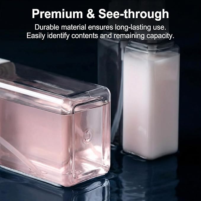 4 in 1 Travel Dispenser Bottle Refillable 4 in 1 Travel Dispenser 60ml Travel Bottles Leakproof Travel Size Containers for Toiletries Shampoo Lotion Pink