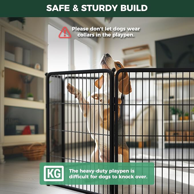 FXW Homeplus Indoor Dog Playpen with Divider Connectors, 32" H, 16 Panels | Calm Indoor Play Area, Two-Zone Layout, For Small & Medium Dogs, Patented