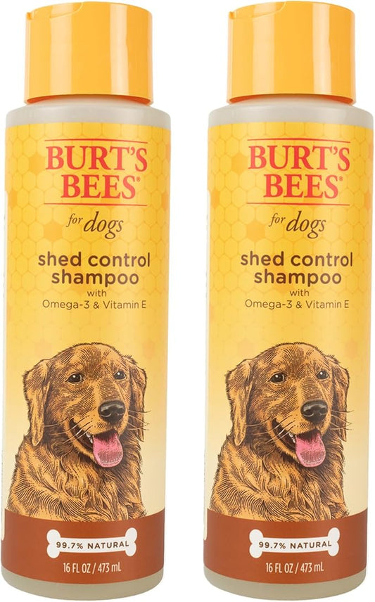 Burt's Bees for Pets Shed Control Shampoo with Omega-3 and Vitamin E, 99.7% Natural Origin, Deshedding Dog Shampoo, pH Balanced and Sulfate Free, Reduces Shedding, 16 Fl Oz - 2 Pack