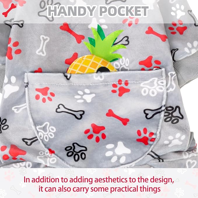PUPTECK Soft Fleece Dog Pajamas for Small Medium Dogs, Dog Onesie Puppy Sweaters Clothes Jumpsuit Pjs, Cute Jammies Cat Coat Pet Costume Apparel