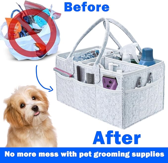 Klawdsky Pet Grooming Tote Bag, Dog Storage Organizer for Grooming Supplies Multiple Pockets, Lightweight and Durable Design (Bag Only)