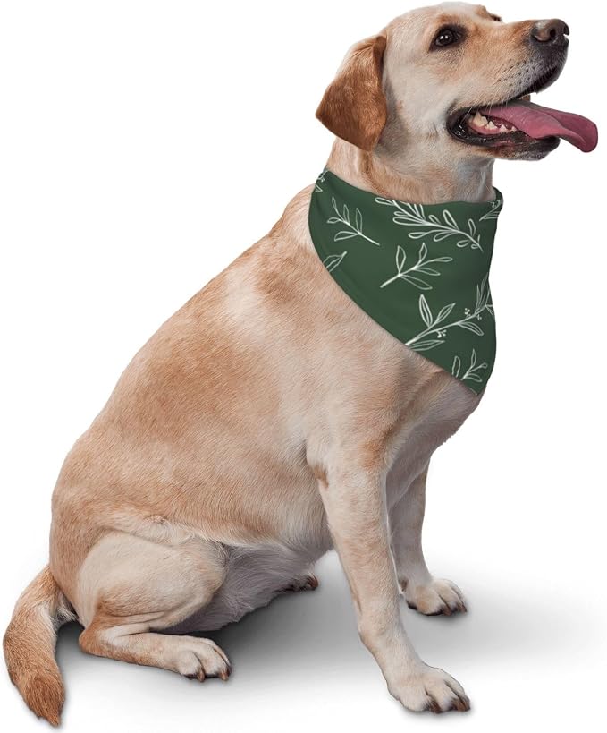 Sage Green Dog Bandana,Adjustable Triangle Bibs Dogs Scarf,Puppy Neckerchief Dog Cat Bib for Spring Summer (Dark Green)