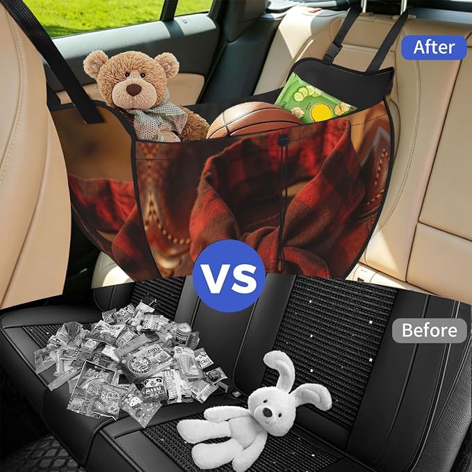Bandana Knot Shape Car Seat Organizer-Backseat Storage Bag for Travel | Waterproof Durable. Holds Snacks Gear Essentials. Fits Most Cars.