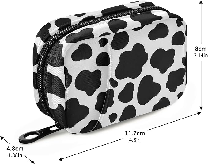 Cow Print Pill Case, Weekly Portable Pill Bag Container 7 Days Pill Box Organizer Vitamin Supplement Holder with Zipper for Travel Family Business
