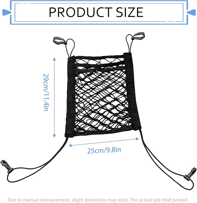 3-Layer Car Mesh Organizer, Stretchable Elastic Pet Dog Kid Car Net Barrier, Universal Seat Back Storage Net Bag Pouch, Tissue Purse Cargo Holder Between Front Seats for Cars SUVs Vans