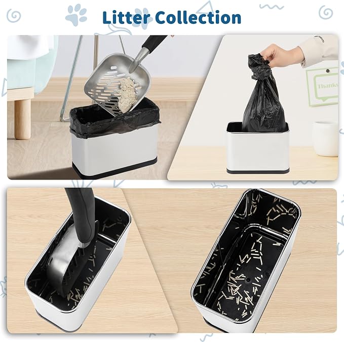 FHTONGE Stainless Steel Cat Litter Scoop Holder for Most Pet Poop Shovels | Detachable Easy Clean Metal Cat Scooper Caddy, Universal Pet Pooper Stand Trash Can Container,Kitten Waste Scoops Storage Box