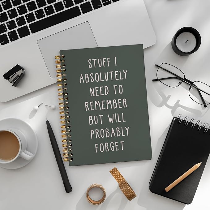 LIANGW Funny Dark Green Notebooks for Work, Coworker Office Gifts for Women | Funny Work Gifts for Coworkers & Boss, Fun Spiral Notebooks Journals for Writing, Funny Office Supplies 5.5x8.3 Inch