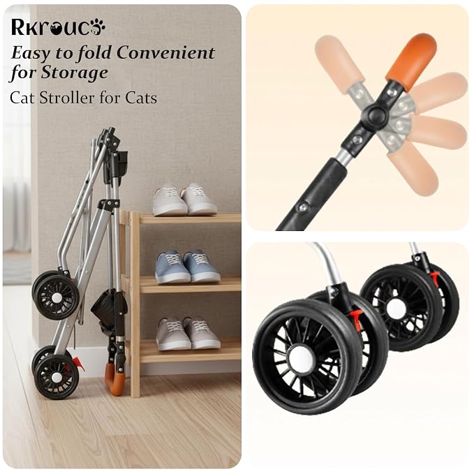 3 in 1 Pet Stroller for Dogs Cats Foldable Jogger with Detachable Carrier