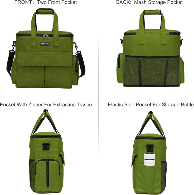 Modoker Weekend Dog Travel Bag Set with 2 Food Bags, 2 Bowls and Mat,Green | Dog Travel Accessories Organizer for Camping and Road Trips with Roomy Storage, Multiple Pockets and Water-Resistant Oxford