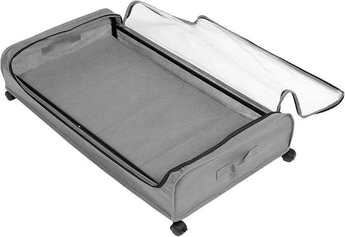 Toyvian Bed Storage Organizer with Wheels and Lid Metal Frame Clothes and Shoe Storage Drawer with Fabric Base Rolling for Bedroom and Pet