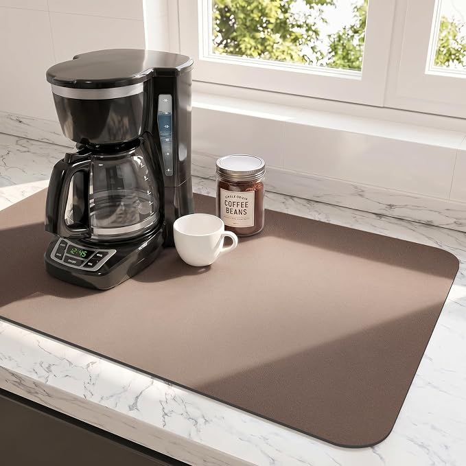 Ecotrim Coffee Mats for Coffee Bar Accessories, Brown 16" x 24"