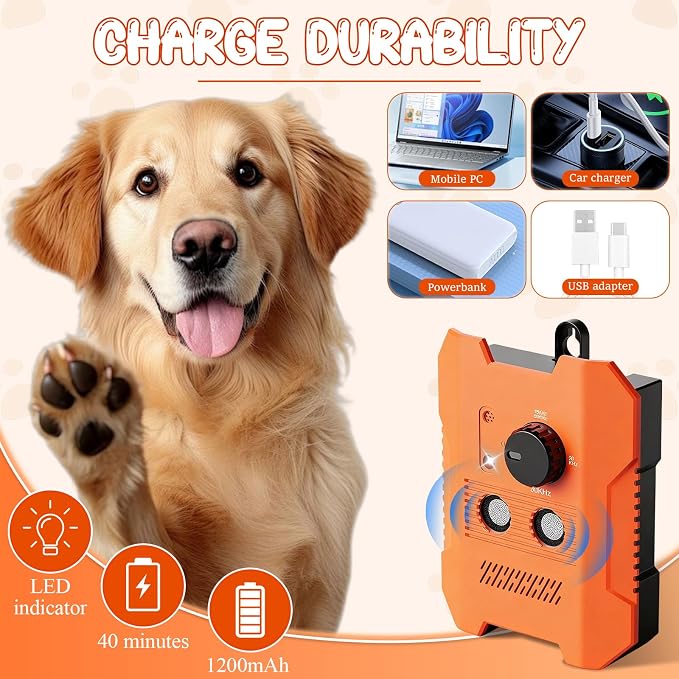 Dog Bark Deterrent Devices, Ultrasonic Anti Barking Device for Dogs, 3 Training Modes Automatic Standby, 200 Feet Bark Guard for Outdoor, Suitable for Dogs of All Breeds and Sizes