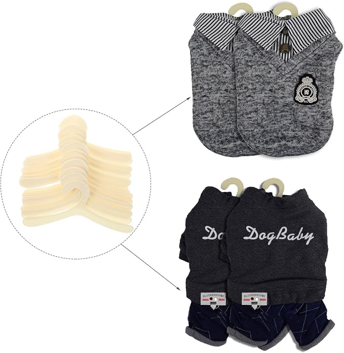 20Pcs Pet Clothes Storage Rack Plastic Hangers for Dogs Apparel | 19cm Size, Portable Carry Option, Keeps Clothing Neat and Organized, Practical Choice for Pet Owners