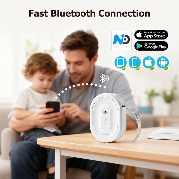 Inkbird N12 Bluetooth Label Maker Printer with Tape Mini Portable