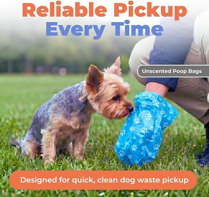 Best Pet Supplies Poop Bags for Dogs - Blue, 240 Count | Unscented, Leak-proof, Easy-Tear perforations, 15 Thick Bags per roll, Outdoor Walking & Travel, Fits Standard Holders