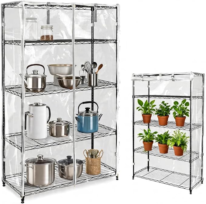 Rileytee Clear Wire Shelf Cover,Durable Dustproof Waterproof PVC Shelf Covers for Wire Shelving,Outdoor Storage Rack Cover for Wire Rack with Zipper,Clear,36"W x 16"D x 72"H
