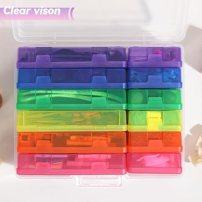 Plastic Storage Box Arts & Crafts Storage Boxes Organizers with Storage Box | Multifunctional Design,,Stackable,See Through,Versatile Organization,Space-Saving,Durable,Dust Protection