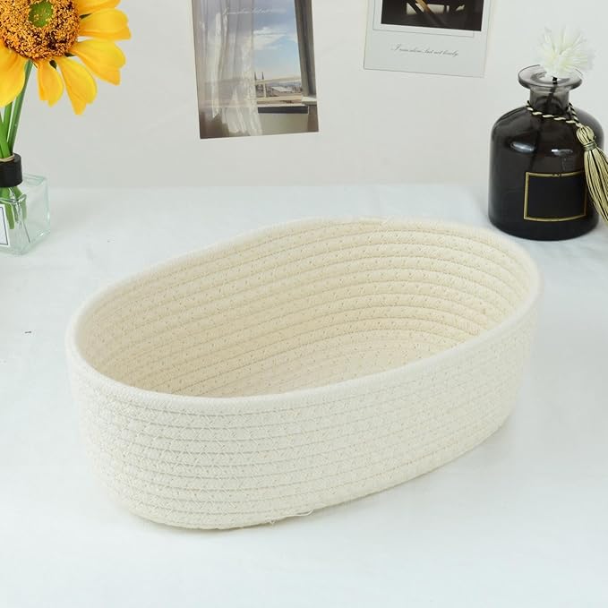 Dog Toy Basket - Handmade Storage Organizer | Dog toy basket with handmade woven design, decorative storage organizer for pet supplies, spacious capacity