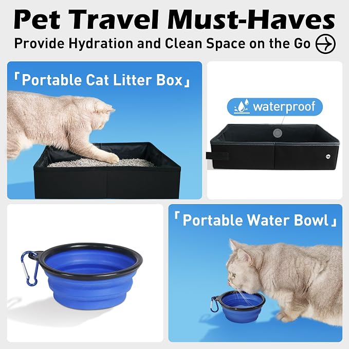 Prutapet Large Cat Carrier 24"x16.5"x16.5" Soft-Sided Portable Pet Crate for Car Traveling with Collapsible Litter Box and Bowl