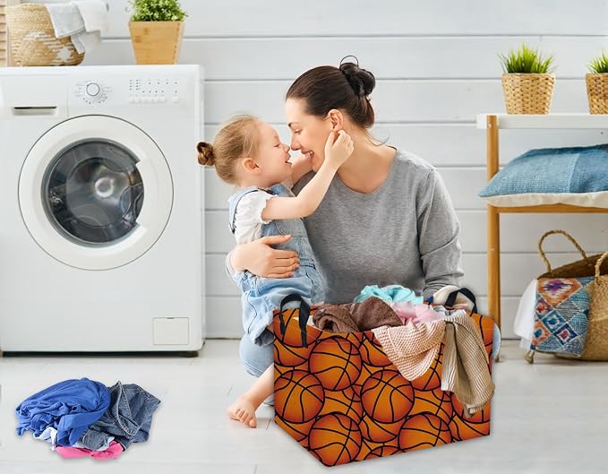 Rectangular Basketball Baskets Gift Basket Empty Kids Storage Bins Baby Boy Basket Kids Toy Storage Bin Organizer Box Basketball Room Decor for Home(Basketballs)
