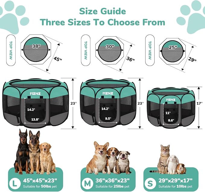 Dog Cat Small Animal Puppy Playpen Crate, Medium, Blue | Portable Pop Up Pet Cage Enclosure Tent Kennel Indoor Outdoor with Carrying Case, No Assembly, Camping Use