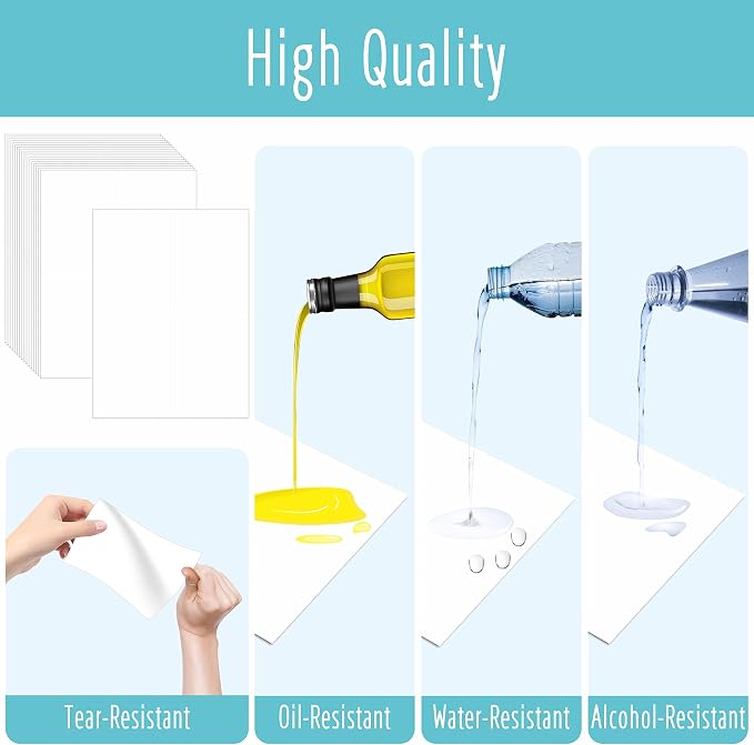 150 Large Size Removable Customizable Blank Labels, Water/Oil/Tear Resistant, No Residue for Home Organization Projects, Bins, Kitchen Storage Containers, Desk Items(6”x 4”)
