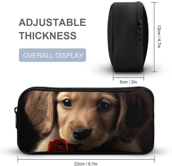 Pencil Pouch Cute Pet Dog Pencil Case Zipper Storage Bag Portable Pen Bag Desk Organizer Marker Pen Case Small Makeup Bags