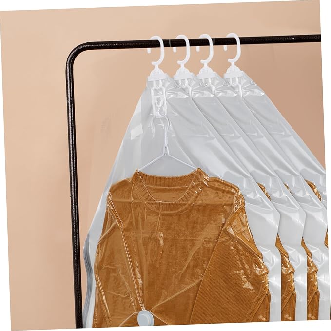4 Pcs Vacuum Storage Bags for Closet Hanging Compression Bags Capacity Transparent Design Coats and Seasonal Wear Essential Closet Organizer