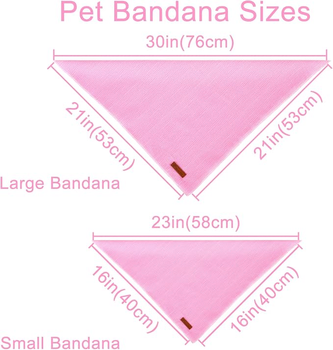 Dog Bandana - Comfortable Cotton Triangle Bid Scarf for Puppy, Small Dog, Washable Pet Kerchief for Girl Dogs or Cats, Pink Adorable Bandana