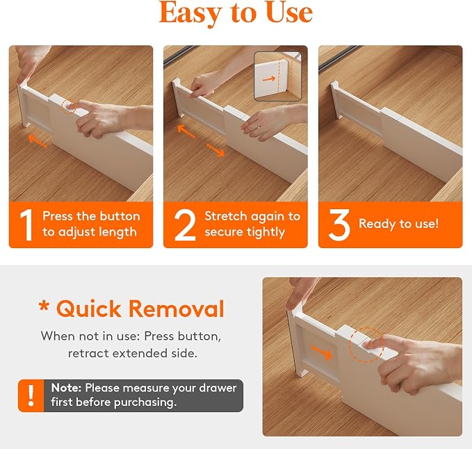 Lifewit 5" Tall Upgrade Drawer Dividers, Adjustable Deep Drawer Organizer | 16 Pack 13.5"-22" Expandable White Drawer Separator for Clothes, Dresser/Kitchen/Closet/Bedroom/Office Organization & Storage