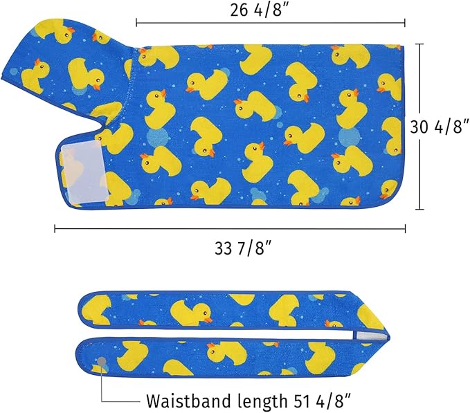 HDE Dog Bathrobe Super Absorbent Quick Drying Puppy Towel Wrap Coat Adjustable After Bath Robes with Hood for Dog Sizes S-XXL Blue Rubber Ducks XL