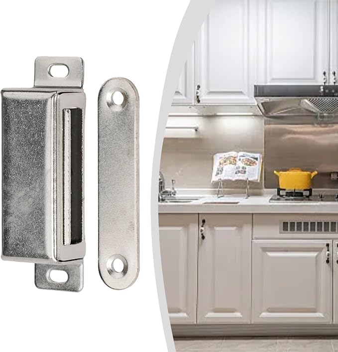 304 Stainless Steel Magnetic Cabinet Latch with 40kg Pull Force, Door Catch for Kitchen Bathroom and RV Use(L)
