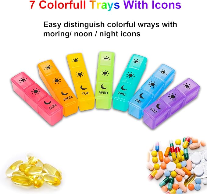 Weekly Pill Organizer 7 Day 3 Times A Day Large Compartments, Gray | Moisture-Proof Large Compartments Pill Case Portable Travel Medication Reminder for Compartments Supplements