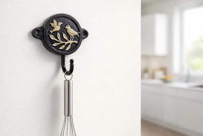 Aluminium Bird Print Wall Hook for Home Décor | Decorative Rustic Wall Mounted Coat & Key Holder | Strong Multipurpose Hanging Hook for Entryway, Bedroom, Bathroom & Kitchen