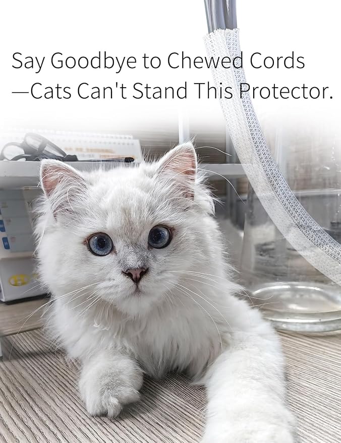 Cable Management Split Wire Loom Sleeve - Cord Hider & Protector for Desk, Pet Chew Proof, Wire Cover Organizer, Flexible Tube for Wires and Cables (1/2 Inch 12FT, White)