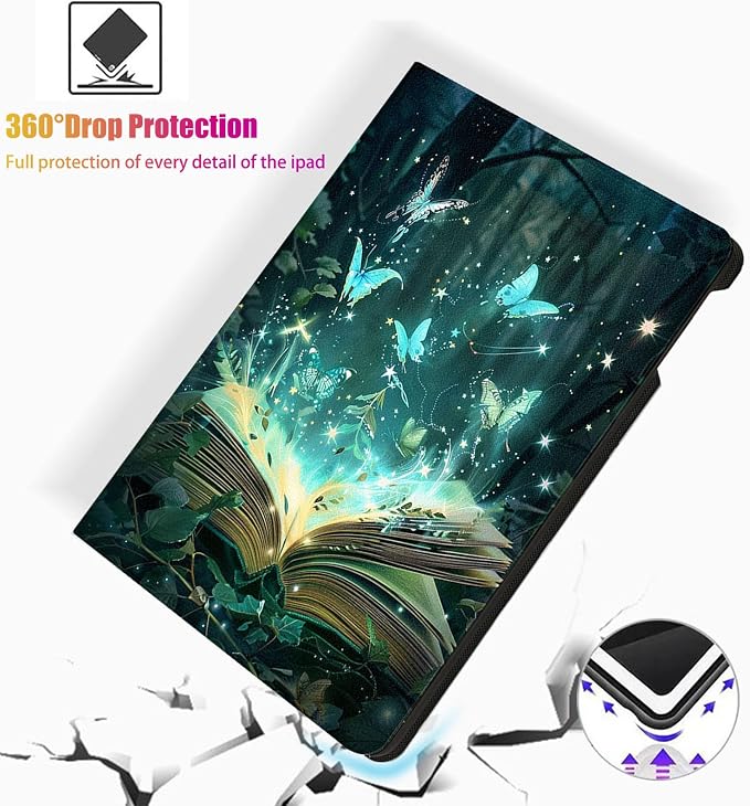 for Microsoft Surface Pro X/Pro X Plus-13 2019/2020/2021/2024 Tablet Case,Auto Wake/Sleep,Adjustable Stand Protective Cover - Forest Butterfly