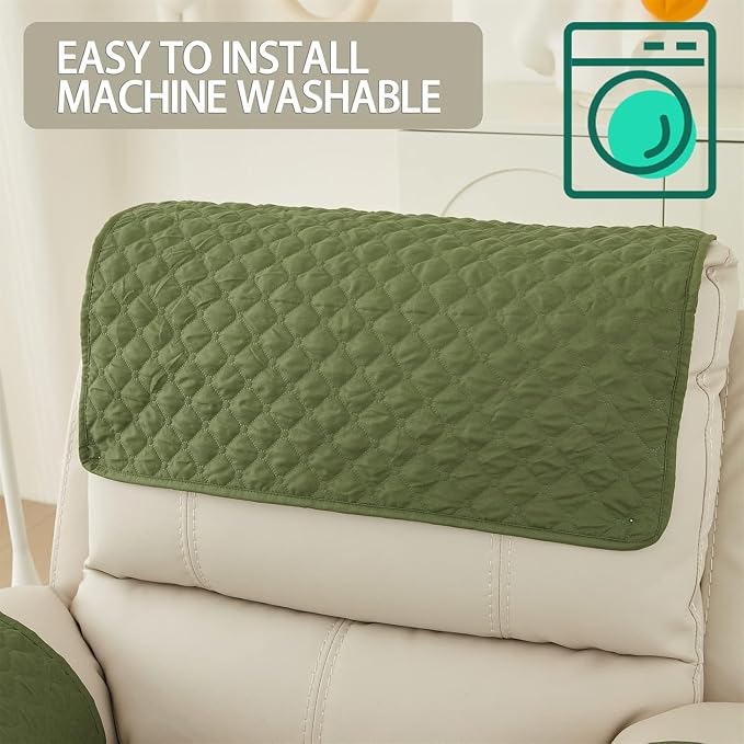 Armrest Covers Armchair Slipcover, Couch Arm Covers Recliner Covers with Storage Pockets Armrest Protector for Chair Sofa(Green,2 Seat | 4 Piece Set)