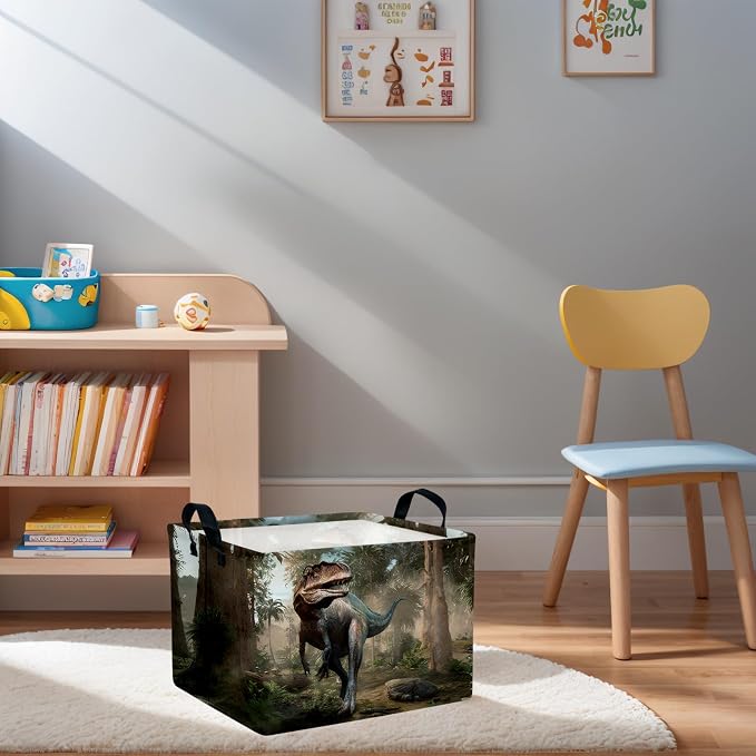 Cute 3D Dinosaur Kid Storage Basket Trendy Toy Box, Baby Laundry Hamper, & Clothes Organizer Fantastic Boy Gift & Nursery Bin for Modern Bedrooms (Tyrannosaurus Rex)