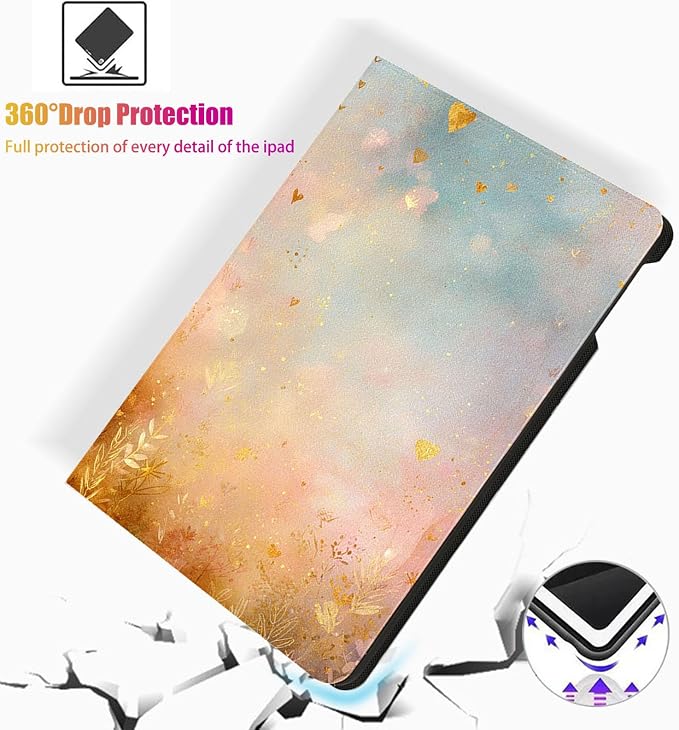for Microsoft Surface Go 4/3/2/1-10.5" 2021 Tablet Case,Auto Wake/Sleep,Adjustable Stand Protective Cover - Dreamy Heart Watercolor