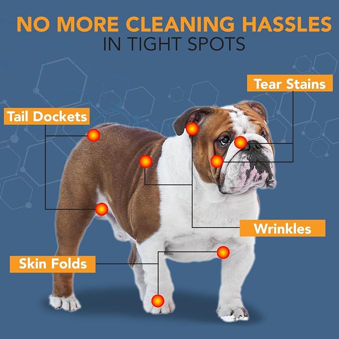 NOVEHA 5”x7” Large Dog Wipes | Wipes for Bulldog, French Bulldog, Pug, English Bulldog | Deodorizing, for Multiple Areas Removes Dirt, Wrinkles, Folds, Tear Stain, Tail Pocket & Paws (3PK-120 Counts)