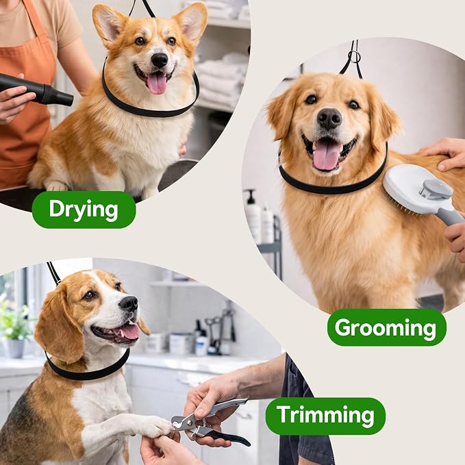 pickpiff Dog Grooming Table with Arm, 35.5" L×23.6" W x 30" H Foldable Heavy Duty Pet Grooming Station with Adjustable 33.5" Height Arm, Hammock & Nooses, Tray, Non-Slip Waterproof Tabletop