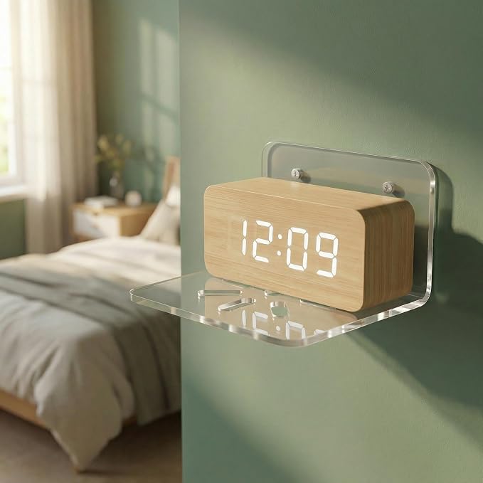NIIIYTYB Acrylic Camera Shelf for Wall Mount Small No Drill Stand for Security Video Devices Baby Monitor and Speaker Clear Indoor Shelves Easy to Install for Home or Office Use