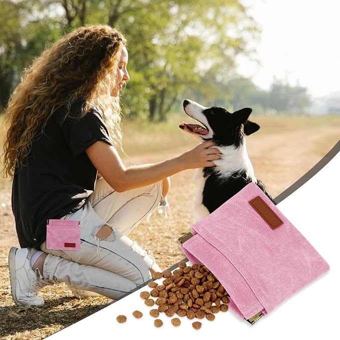 1 Pcs Pocket Pet Training Pouch,Dog Treat Pouch (Pink) | For Portable Pet Dog Walking Bag, Travel or Outdoor Use