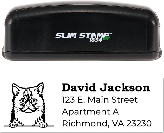 Custom Asian Semi Longhair Cat Address Stamp - Handcrafted Return Address Stamper for Professional Use - Ideal for Cat Lovers - 7/8 x 2-1/4 Personalized Mail Stamp