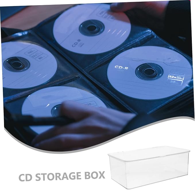 Portable DVD Storage Box with Lid, Dustproof PET Organizer | Large Capacity Container for CDs and Discs, Lightweight, Space Saving, Household Media Storage