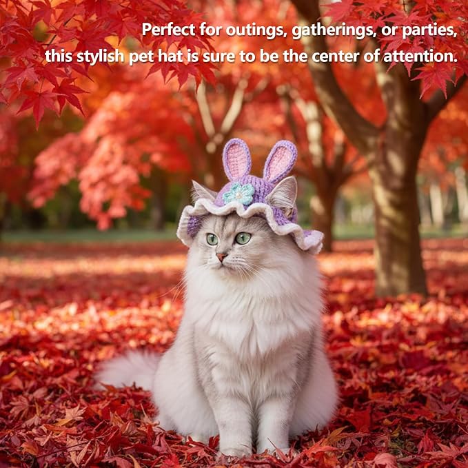 Cute Cat Hats Costume Suitable for 5 to16 lbs - Rabbit Kitten Hat Head Circumference 11" or Less Cat Hats for Cats only Pet Photography Outfits
