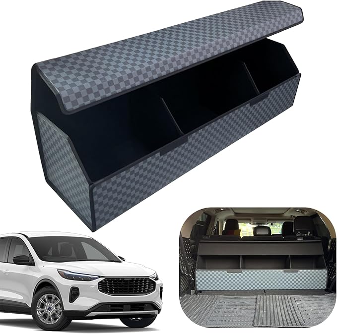 Car Trunk Organizer for For Ford Escape - Custom Fit,Easy Installation，Large Space Outdoor Trunk Organizer with Leather,Hook and Loop Fastener,4-Layer Cover,For Ford Escape 2020-2025