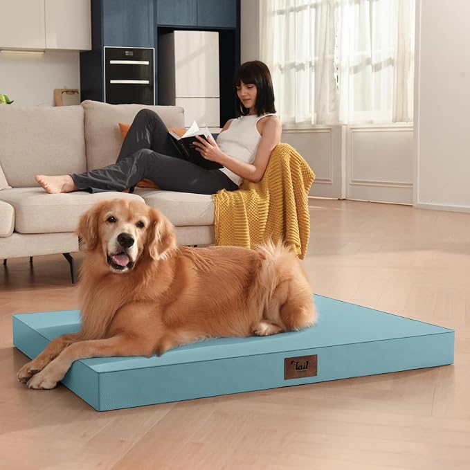 Outdoor Extra Large Dog Bed XXL for Giant Breed Dogs | Egg Crate Orthopedic Foam, Fits 48x30 Crates, TPU Waterproof Layer, Machine Washable 1680D Oxford Cover, Up to 110 lbs