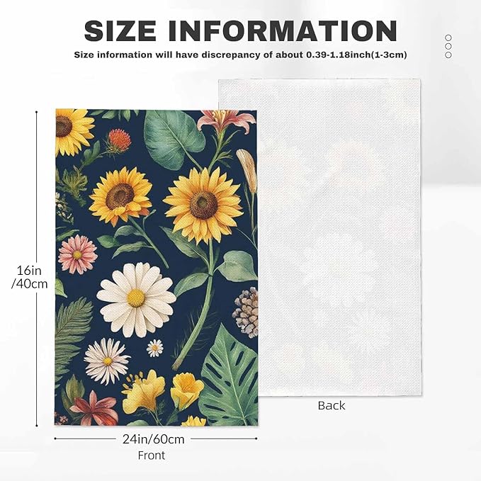 Floral Kitchen Towels Set of 2 Vintage Boho Botanical Dish Towels Absorbent Soft Hand Tea Bar Towels for Farmhouse Home Decor 16"X24"